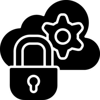 nube seguridad plano sólido negro icono vector