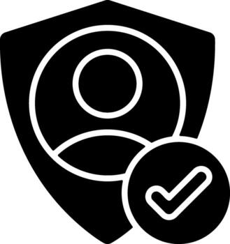 usuario autenticación plano sólido negro icono vector