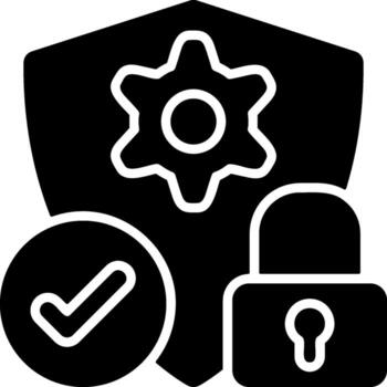 Security Check Flat Solid Black Icon vector