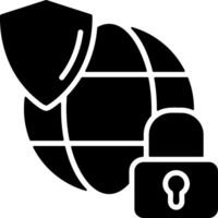 Secure Network Flat Solid Black Icon vector