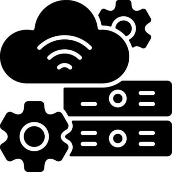 Cloud Computing Solid Black Icon vector