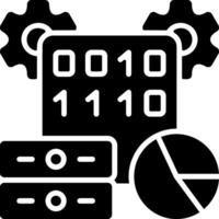 Data Mining Solid Black Icon vector