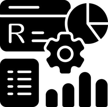 r programación sólido negro icono vector