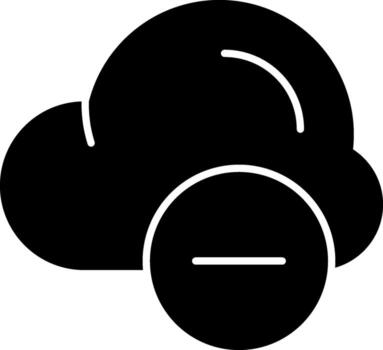 eliminar nube sólido negro icono vector