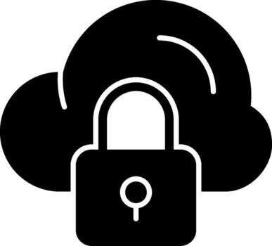 Cloud Lock Solid Black Icon vector