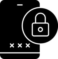 Phone Lock Solid Black Icon vector