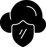 Cloud Shield Solid Black Icon vector