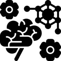Logical Brain Function Solid Black Icon vector