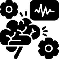 Brain Activity Monitoring Solid Black Icon vector