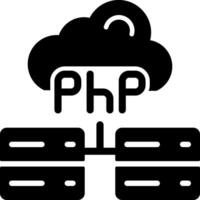 PHP Hosting Solid Black Icon vector