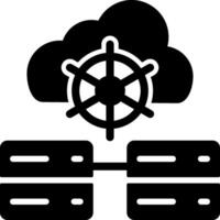 Kubernetes Hosting Solid Black Icon vector