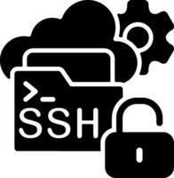 SSH Access Solid Black Icon vector