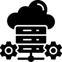 Cloud hosting advanced Solid Black Icon vector