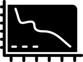 Declining Line Graph Solid Black Icon vector