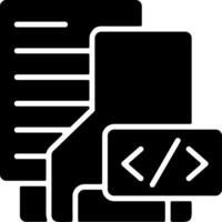 Code Folder Solid Black Icon vector