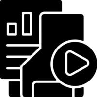 Presentations Folder Solid Black Icon vector