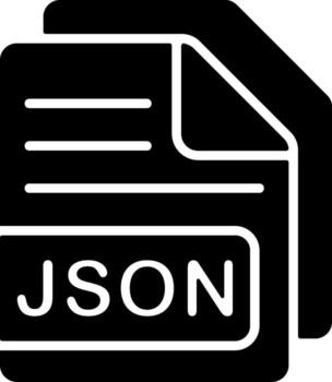 JSON data file Solid Black Icon vector