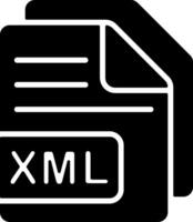 XML format document Solid Black Icon vector