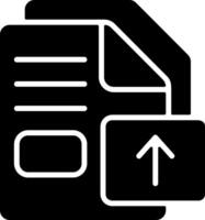 Solid Black Icon representing file being uploaded Icon vector
