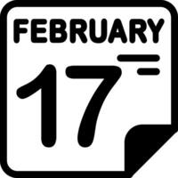17 February Calendar Solid Black Icon vector