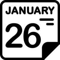 26 January Calendar Solid Black Icon vector