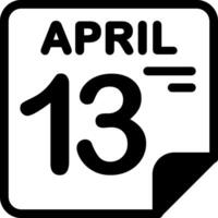 13 April Calendar Solid Black Icon vector
