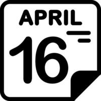 16 April Calendar Solid Black Icon vector