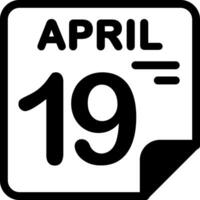 19 April Calendar Solid Black Icon vector