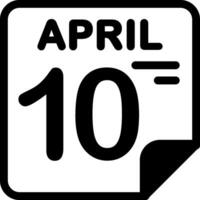 10 April Calendar Solid Black Icon vector
