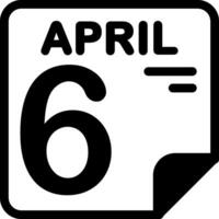 6 April Calendar Solid Black Icon vector