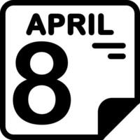 8 April Calendar Solid Black Icon vector