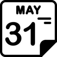 31 May Calendar Solid Black Icon vector