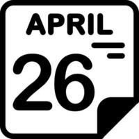 26 April Calendar Solid Black Icon vector