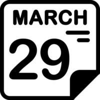 29 March Calendar Solid Black Icon vector