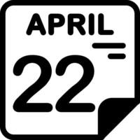 22 April Calendar Solid Black Icon vector