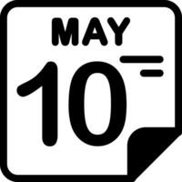 10 May Calendar Solid Black Icon vector