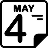 4 May Calendar Solid Black Icon vector