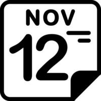12 November Calendar Solid Black Icon vector