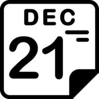 21 December Calendar Solid Black Icon vector
