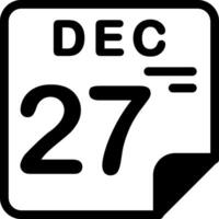 27 December Calendar Solid Black Icon vector