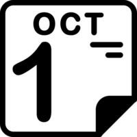 1 October Calendar Solid Black Icon vector