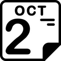 2 October Calendar Solid Black Icon vector