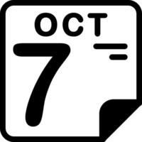7 October Calendar Solid Black Icon vector