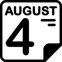 4 August Calendar Solid Black Icon vector