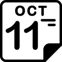 11 October Calendar Solid Black Icon vector