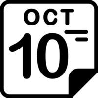 10 October Calendar Solid Black Icon vector