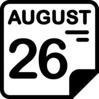 26 August Calendar Solid Black Icon vector