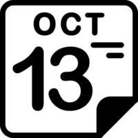 13 October Calendar Solid Black Icon vector