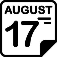 17 August Calendar Solid Black Icon vector