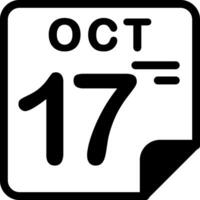 17 October Calendar Solid Black Icon vector